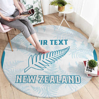 Custom New Zealand Silver Fern Football Round Carpet Come On All White