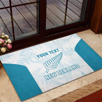 Custom New Zealand Silver Fern Football Rubber Doormat Come On All White LT14 - Polynesian Pride
