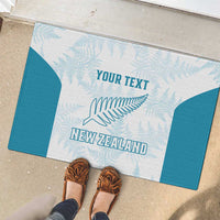 Custom New Zealand Silver Fern Football Rubber Doormat Come On All White LT14 - Polynesian Pride