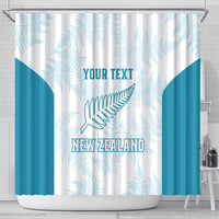 Custom New Zealand Silver Fern Football Shower Curtain Come On All White LT14 - Polynesian Pride