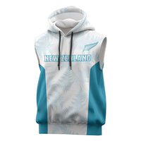 Custom New Zealand Silver Fern Football Sleeveless Hoodie Come On All White LT14 White - Polynesian Pride