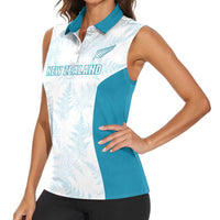 Custom New Zealand Silver Fern Football Women Sleeveless Polo Shirt Come On All White LT14 - Polynesian Pride