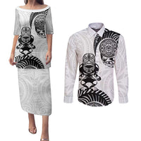 Custom Aotearoa Football Couples Matching Puletasi and Long Sleeve Button Shirt NZ Maori Tiki Go Champions