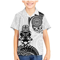 Custom Aotearoa Football Family Matching Mermaid Dress and Hawaiian Shirt NZ Maori Tiki Go Champions LT14 Son's Shirt White - Polynesian Pride