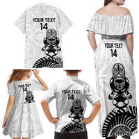 Custom Aotearoa Football Family Matching Off Shoulder Maxi Dress and Hawaiian Shirt NZ Maori Tiki Go Champions LT14 - Polynesian Pride