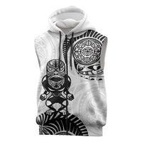 Custom Aotearoa Football Sleeveless Zip Hoodie NZ Maori Tiki Go Champions LT14 White - Polynesian Pride