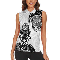 Custom Aotearoa Football Women Sleeveless Polo Shirt NZ Maori Tiki Go Champions LT14 - Polynesian Pride