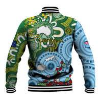 Australia And Fiji Baseball Jacket Aboriginal Mix Fijian Tapa Unique Style LT14 - Polynesian Pride