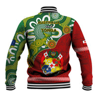 Australia And Tonga Baseball Jacket Aboriginal Mix Tongan Ngatu Unique Style LT14 - Polynesian Pride