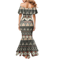 Vintage Bula Fiji Masi Family Matching Mermaid Dress and Hawaiian Shirt Fijian Tapa Cloth LT14 - Polynesian Pride