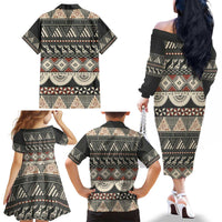 Vintage Bula Fiji Masi Family Matching Off The Shoulder Long Sleeve Dress and Hawaiian Shirt Fijian Tapa Cloth LT14 - Polynesian Pride