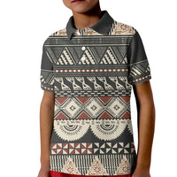 Vintage Bula Fiji Masi Kid Polo Shirt Fijian Tapa Cloth LT14 Kid Charcoal - Polynesian Pride