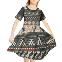 Vintage Bula Fiji Masi Kid Short Sleeve Dress Fijian Tapa Cloth LT14 - Polynesian Pride