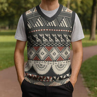 Vintage Bula Fiji Masi Christmas Knitted V-Neck Vest Fijian Tapa Cloth LT14 - Polynesian Pride
