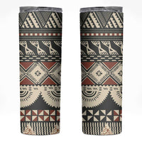 Vintage Bula Fiji Masi Skinny Tumbler Fijian Tapa Cloth LT14 Charcoal - Polynesian Pride