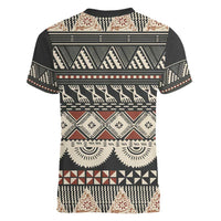 Vintage Bula Fiji Masi Women V-Neck T-Shirt Fijian Tapa Cloth LT14 - Polynesian Pride