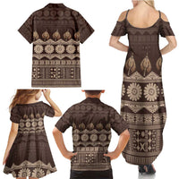 Bula Fiji Iri ni Meke Family Matching Summer Maxi Dress and Hawaiian Shirt Kuvui Fijian Masi LT14 - Polynesian Pride