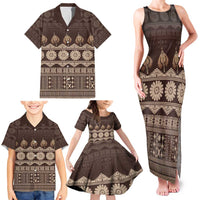 Bula Fiji Iri ni Meke Family Matching Tank Maxi Dress and Hawaiian Shirt Kuvui Fijian Masi LT14 - Polynesian Pride