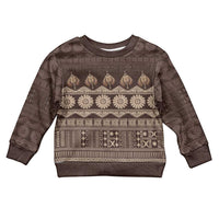 Bula Fiji Iri ni Meke Kid Ugly Christmas Sweater Kuvui Fijian Masi LT14 Kid Brown - Polynesian Pride