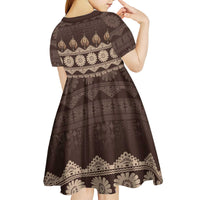 Bula Fiji Iri ni Meke Kid Short Sleeve Dress Kuvui Fijian Masi LT14 - Polynesian Pride