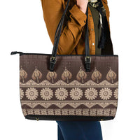 Bula Fiji Iri ni Meke Leather Tote Bag Kuvui Fijian Masi LT14 - Polynesian Pride