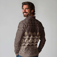 Bula Fiji Iri ni Meke Long Sleeve Polo Shirt Kuvui Fijian Masi LT14 - Polynesian Pride