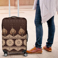 Bula Fiji Iri ni Meke Luggage Cover Kuvui Fijian Masi LT14 Brown - Polynesian Pride