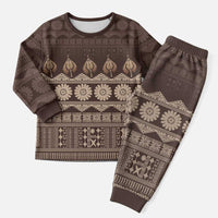 Bula Fiji Iri ni Meke Christmas Pajama Set Kuvui Fijian Masi LT14 Men Brown - Polynesian Pride