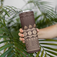 Bula Fiji Iri ni Meke Skinny Tumbler Kuvui Fijian Masi LT14 - Polynesian Pride