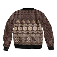 Bula Fiji Iri ni Meke Sleeve Zip Bomber Jacket Kuvui Fijian Masi - Polynesian Pride
