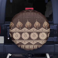 Bula Fiji Iri ni Meke Spare Tire Cover Kuvui Fijian Masi LT14 No hole Brown - Polynesian Pride