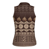 Bula Fiji Iri ni Meke Women Sleeveless Polo Shirt Kuvui Fijian Masi LT14 - Polynesian Pride