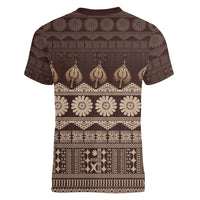 Bula Fiji Iri ni Meke Women V-Neck T-Shirt Kuvui Fijian Masi LT14 - Polynesian Pride