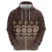 Bula Fiji Iri ni Meke Zip Hoodie Kuvui Fijian Masi LT14 - Polynesian Pride