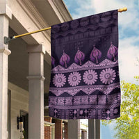 Bula Fiji Iri ni Meke Garden Flag Lokaloka Fijian Masi LT14 House Flag Purple - Polynesian Pride