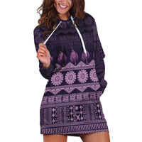 Bula Fiji Iri ni Meke Hoodie Dress Lokaloka Fijian Masi LT14 Purple - Polynesian Pride
