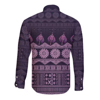 Bula Fiji Iri ni Meke Long Sleeve Button Shirt Lokaloka Fijian Masi LT14 - Polynesian Pride