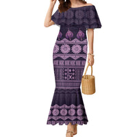 Bula Fiji Iri ni Meke Mermaid Dress Lokaloka Fijian Masi LT14 Women Purple - Polynesian Pride