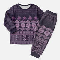 Bula Fiji Iri ni Meke Christmas Pajama Set Lokaloka Fijian Masi LT14 Men Purple - Polynesian Pride