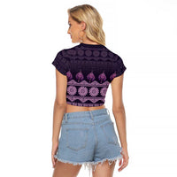 Bula Fiji Iri ni Meke Raglan Cropped T Shirt Lokaloka Fijian Masi LT14 - Polynesian Pride