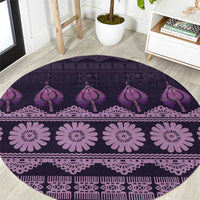 Bula Fiji Iri ni Meke Round Carpet Lokaloka Fijian Masi LT14 Purple - Polynesian Pride