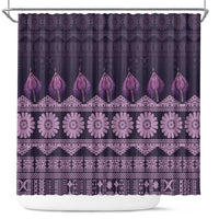 Bula Fiji Iri ni Meke Shower Curtain Lokaloka Fijian Masi LT14 Purple - Polynesian Pride