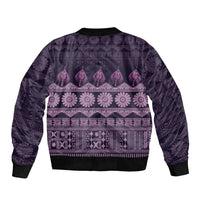 Bula Fiji Iri ni Meke Sleeve Zip Bomber Jacket Lokaloka Fijian Masi LT14 - Polynesian Pride