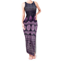 Bula Fiji Iri ni Meke Tank Maxi Dress Lokaloka Fijian Masi LT14 Women Purple - Polynesian Pride