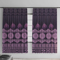 Bula Fiji Iri ni Meke Window Curtain Lokaloka Fijian Masi LT14 With Hooks Purple - Polynesian Pride
