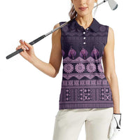 Bula Fiji Iri ni Meke Women Sleeveless Polo Shirt Lokaloka Fijian Masi LT14 - Polynesian Pride