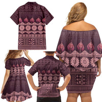 Bula Fiji Iri ni Meke Family Matching Off Shoulder Short Dress and Hawaiian Shirt Piqi Fijian Masi LT14 - Polynesian Pride