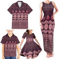 Bula Fiji Iri ni Meke Family Matching Tank Maxi Dress and Hawaiian Shirt Piqi Fijian Masi LT14 - Polynesian Pride