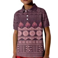 Bula Fiji Iri ni Meke Kid Polo Shirt Piqi Fijian Masi LT14 Kid Pink - Polynesian Pride