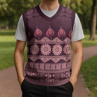Bula Fiji Iri ni Meke Christmas Knitted V-Neck Vest Piqi Fijian Masi LT14 - Polynesian Pride